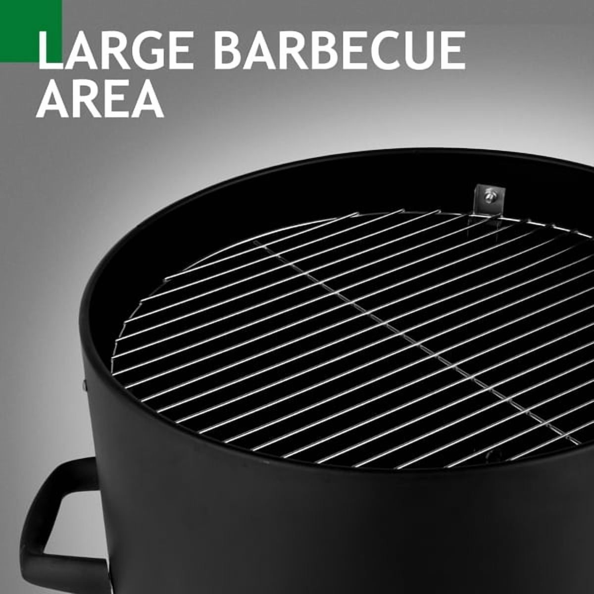Alvantor 3 in 1 Vertical Charcoal Smoker Grill,47in Round BBQ Cooker with Thermometer, Air Vents, 3-Layer Steel, Black