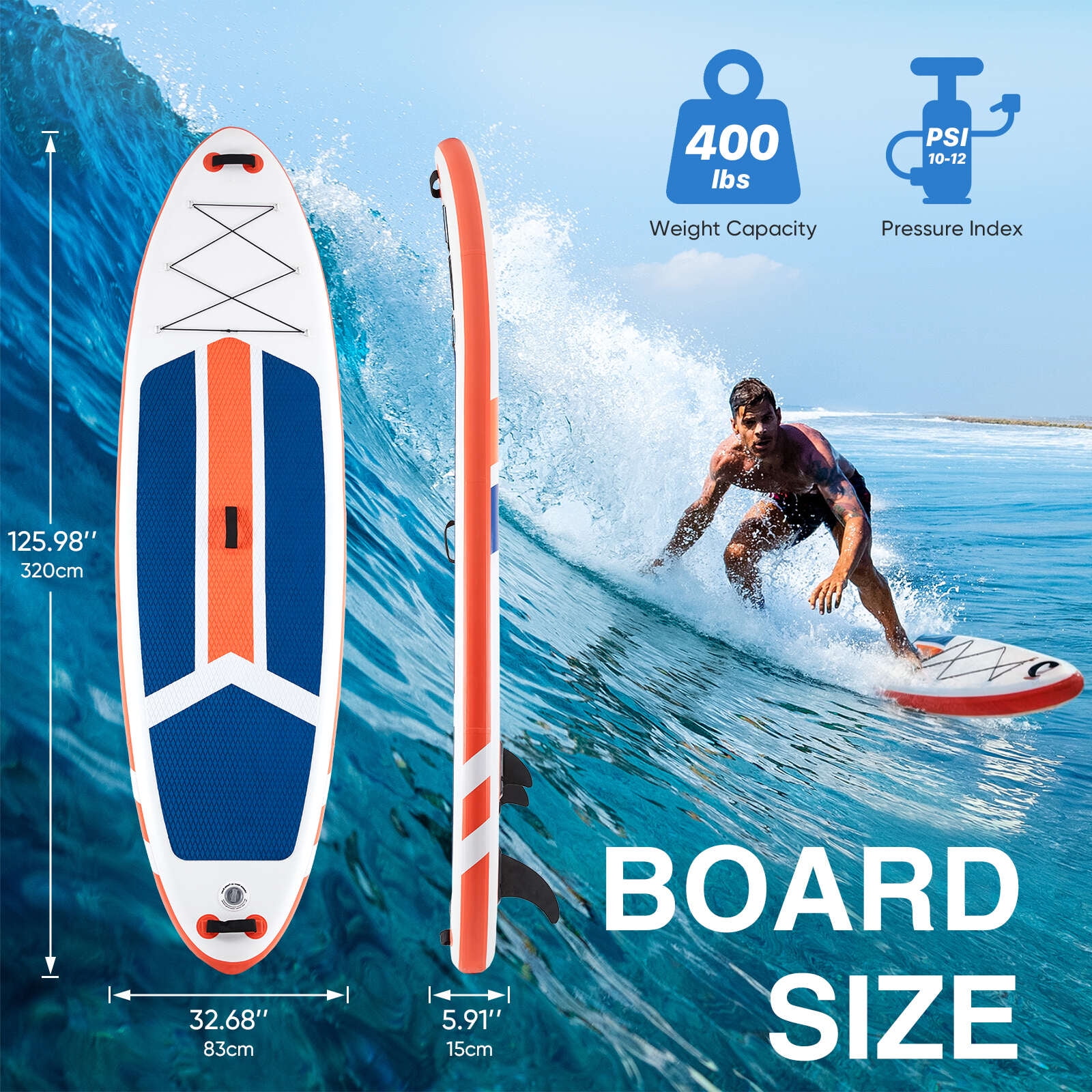 Gianna Inflatable Stand Up Paddle Board with Premium SUP Paddleboard Accessories,2-in-1 Paddle for Adults,Orange