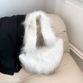 thumbnail image 1 of Bolso Mujer Mullido Bandolera Piel Sintética Color Sólido Niñas Invierno Blanco, 1 of 8
