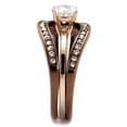 thumbnail image 4 of Luxe Jewelry Designs 2-Piece Women's Rose Gold and Brown IP Stainless Steel Wedding Ring Set with, 4 of 4