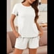 thumbnail image 5 of Conjunto de Pijama de Verano de 2 Piezas de Punto Acanalado y Corta para Mujer, Suave y Cómodo, para Estar en Casa. M, 5 of 9