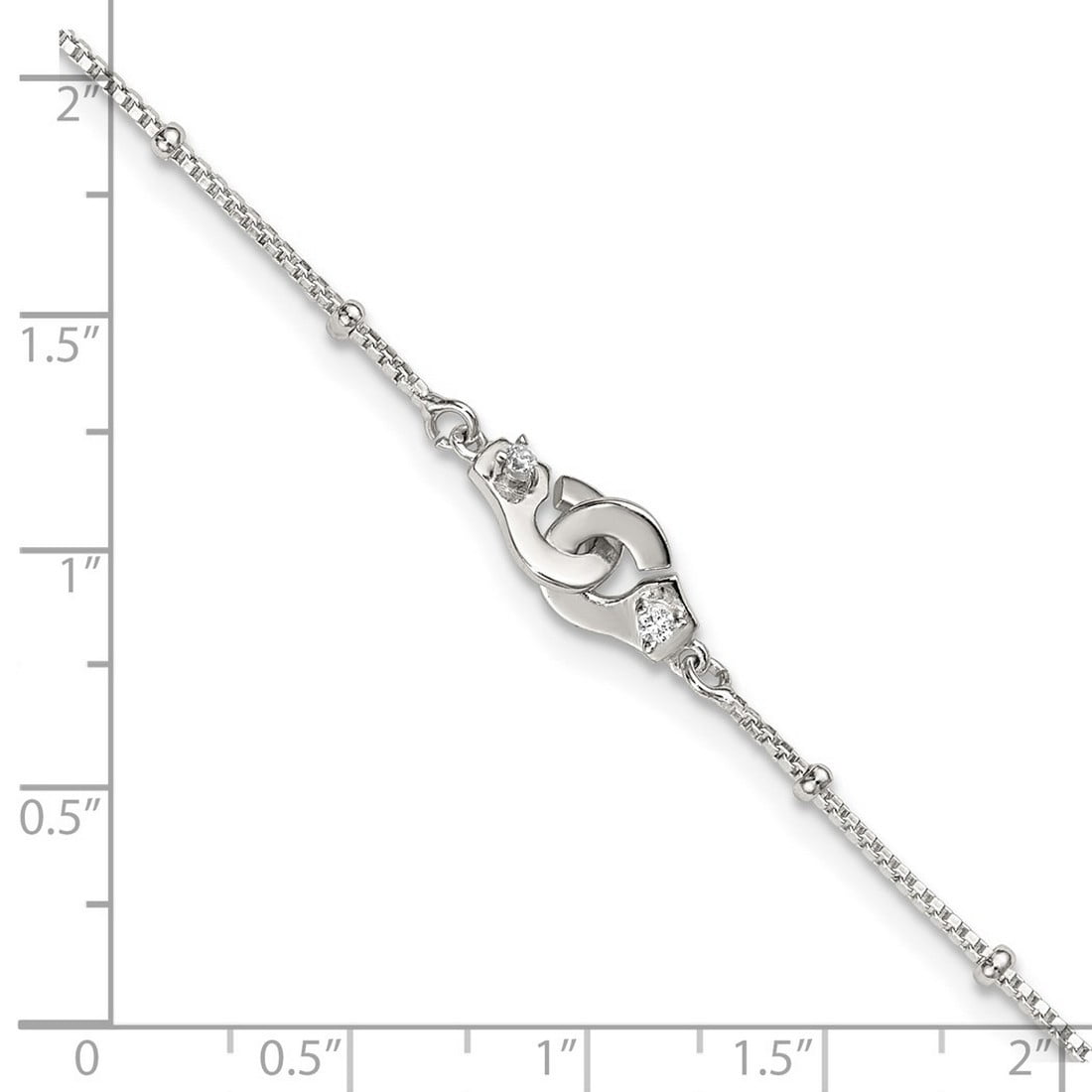 1.2mm 925 Sterling Silver Beaded Cubic Zirconia Interlinking Circles Plus 1in Extension Anklet 9 Inch Anklet for Women
