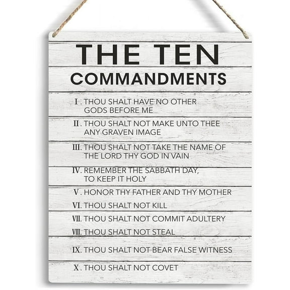 Inspirational Wall Art The Ten Commandments Wall Art Christian Bible Verse Wall Art Religious Home Wall Decor 10x8 Inches Rustic Christian Wooden Hanging Sign For Living Room Bedroom Office