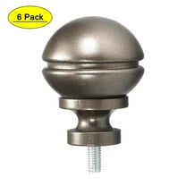 Uxcell 54x36mm Curtain Rod Finials Plastic Brown 6Pack