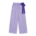 thumbnail image 6 of Women's High Waisted Plaid Wide Leg Pants Casual Elastic Waist Trousers With Pockets, 6 of 6