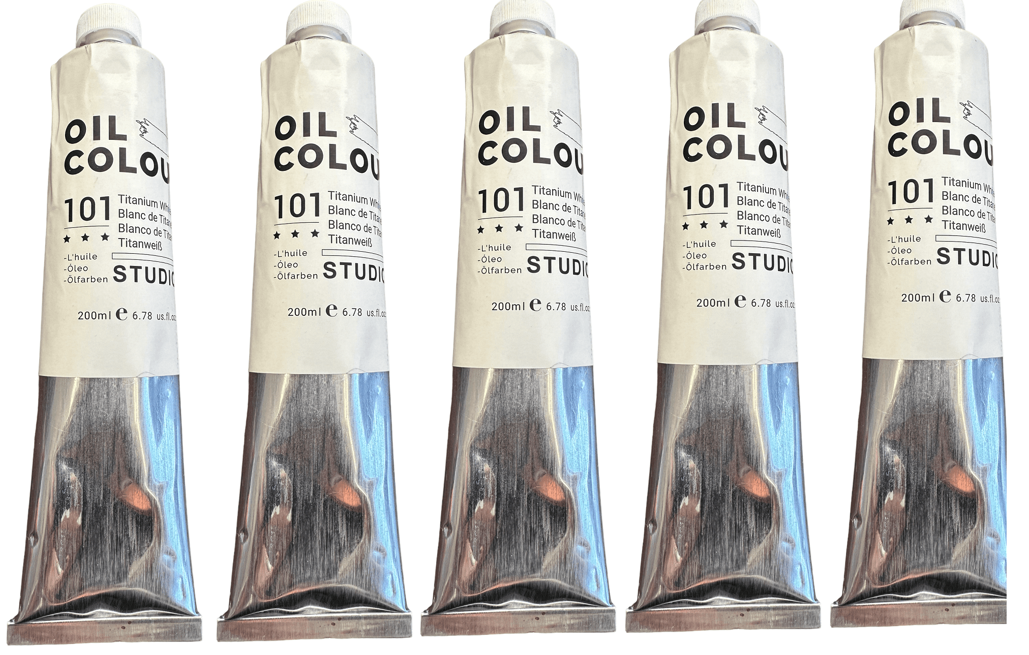 6 Pack of Artist Quality Oil Paint, Color: 710 Titanium White, Size: 180 ml Tube, EN71-3 / ASTM D-4236