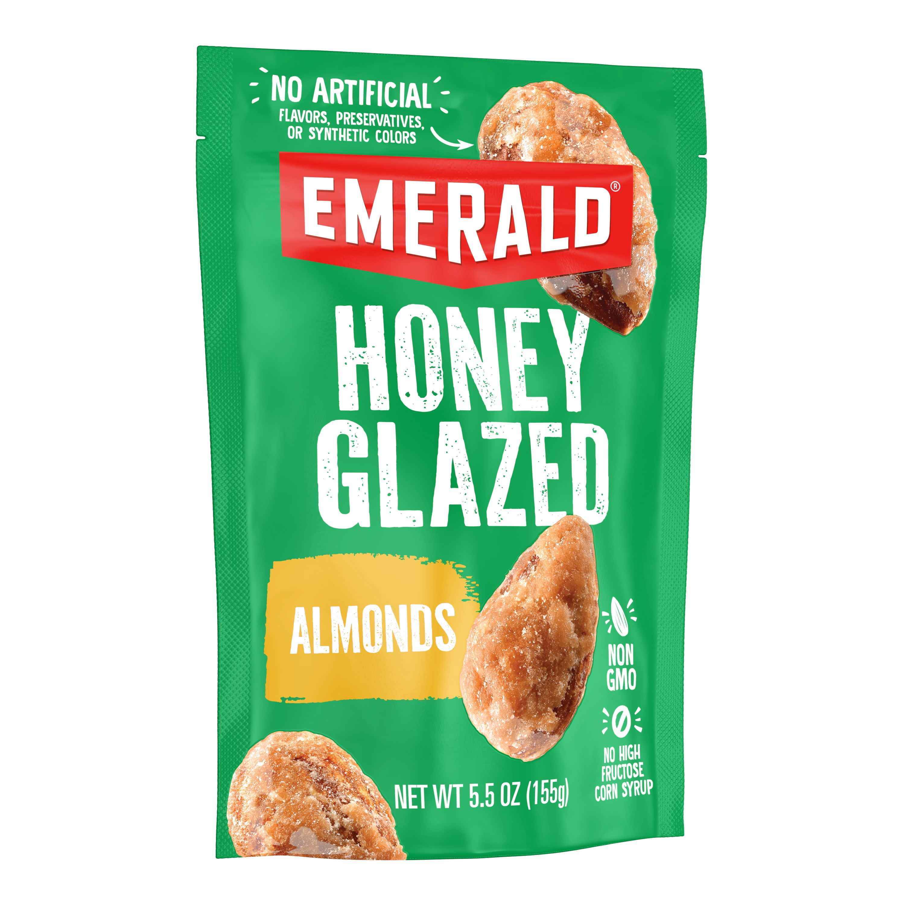 Emerald Nuts, Honey Glazed Almonds, 5.5 oz, Resealable Bag (Pack of 3)