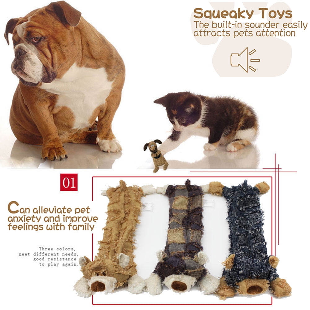 Kepooman Dog Chew Toy for Teething Chewing and Playtime, No Stuffing Plush Animal Dog Squeaky Toy, Set of 3, Multi-color Kepooman Dog Chew Toy for Teething Chewing and Playtime, No Stuffing Plush Animal Dog Squeaky Toy, Set of 3, Multi-color