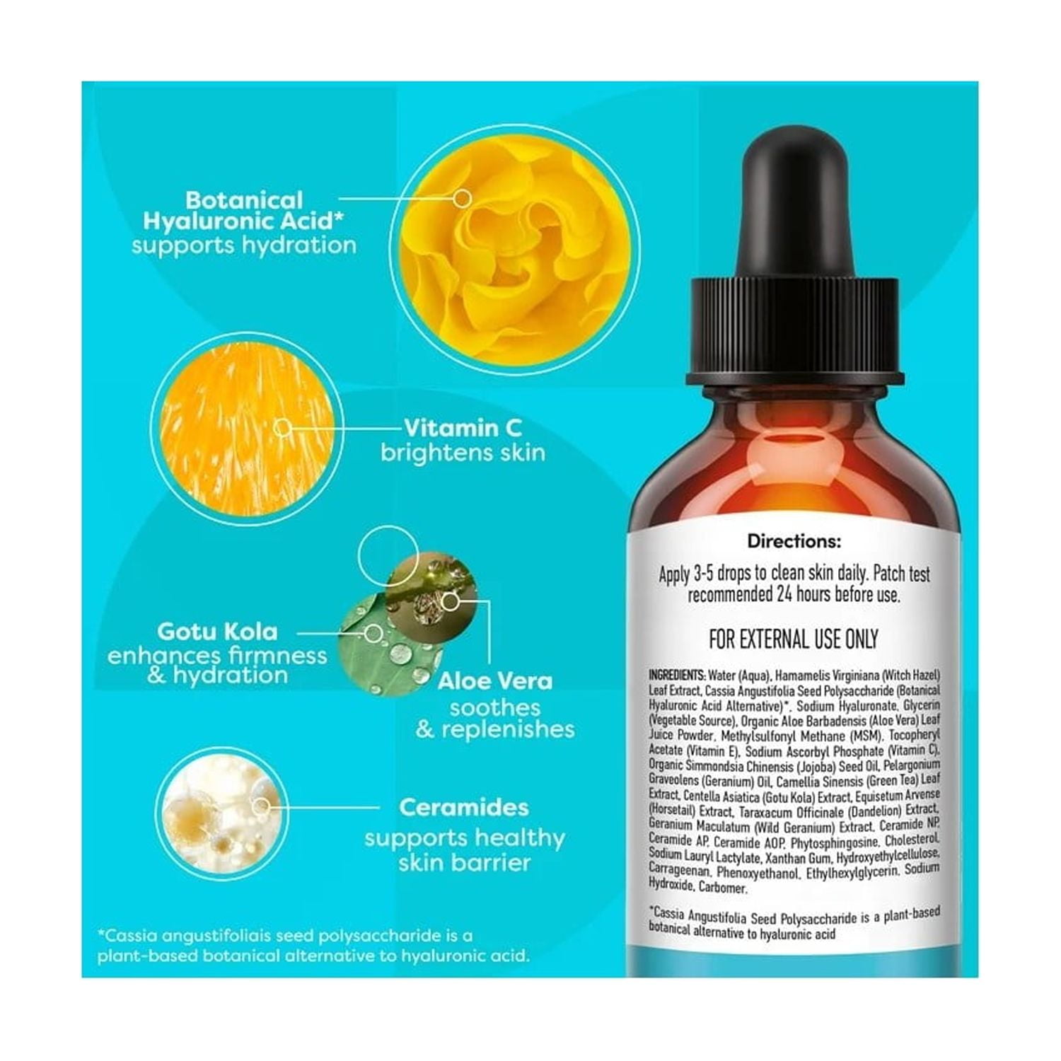 TruSkin Hyaluronic Acid Face Serum, Dual-Action Hydration with Ceramides & Aloe, 2 fl oz