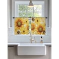 thumbnail image 3 of Sheer Curtains 45 Inch Length 2 Panels Set for Kitchen, Sunflower Semi Sheer Curtains for Windows, Yellow Floral Elegant Pastoral Flowers Rustic Voile Window Treatments Rod Pocket Curtain, 3 of 7