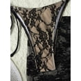 thumbnail image 5 of Top-kevin Women's Black Lace Bikini 3 Piece Set Triangle Top String Bottom Sheer Cover-Up, Sexy Halter Swimwear for Beach & Resort, 5 of 5