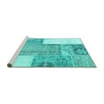 thumbnail image 2 of Ahgly Company Machine Washable Indoor Square Patchwork Turquoise Blue Transitional Area Rugs, 8' Square, 2 of 4