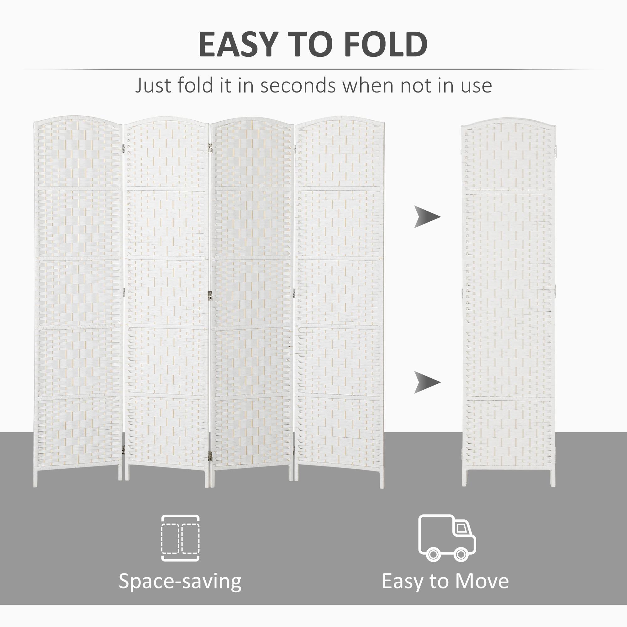 GVN Room Separation Divider,6FT Room Divider, 4 Panel Folding Privacy Screen for Bedroom, Home Office, Natural