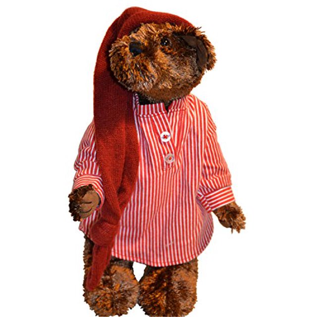 geckoz - Osito de peluche de felpa (13 ") con gorro tejido a mano y camisa de noche, completamente articulado Geckoz Inc. 657149003272