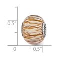 thumbnail image 2 of Reflection Beads Sterling Silver Hand Blown Brown & White Striped Glass Charm, 2 of 5