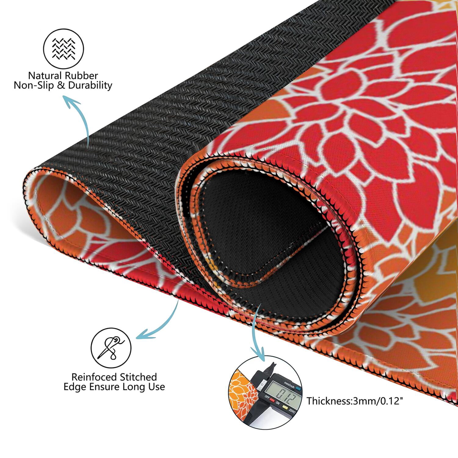 Classic Boho Design Multi-Functional Rubber Mat 31.5x31.5 Inch Extra Large Mahjong Playing Surface Features Anti-Slip Grip and Noise Dampening for Games