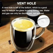 Baalaka 12oz Double Wall Insulated Borosilicate Glass Mugs Set of 2, for Coffee, Cappuccino, Latte, Kitchen & Travel