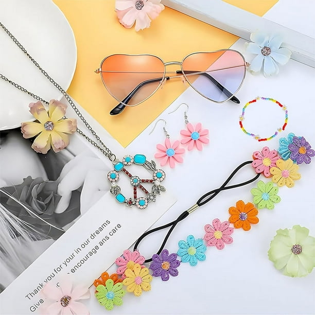 Accesorios para disfraz de hippie, collar con símbolo de la paz