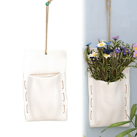 Worgeous  Ceramic Indoor Hanging Flower Pot Wall-mounted Hydroponic Plant Hanger Small
