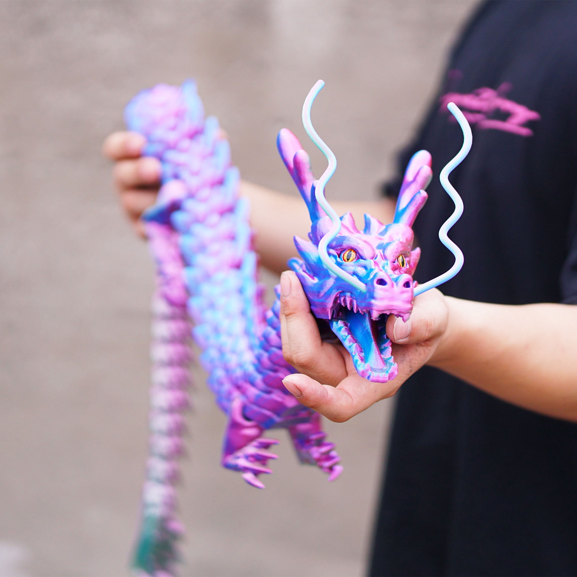 47.5inch 3D Printed dragon,Flexible Joint Animal lacertid Figurines,Realistic Eyes, Home Office Decor,Fidget Toy for Adults Teens Boy Festival Gifts
