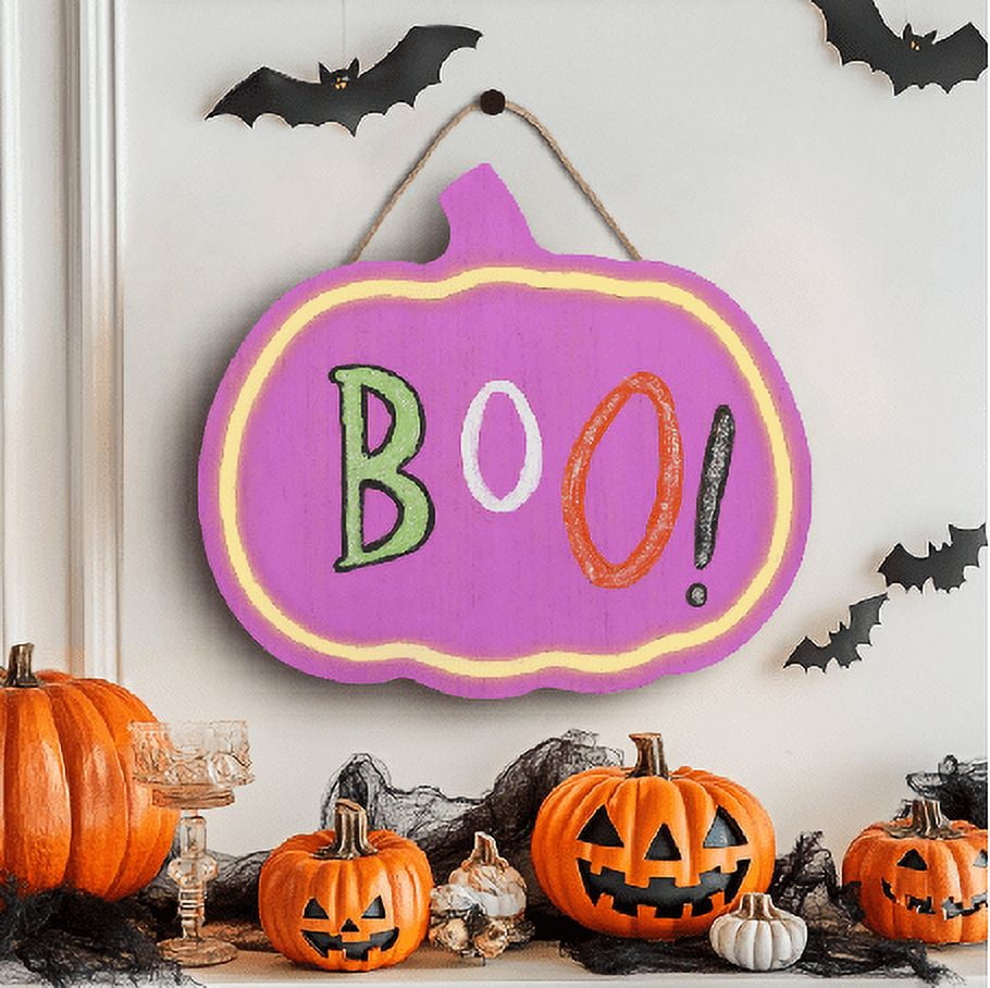 (3 pack) DIY Pumpkin Decor with LED, Wooden Pumpkin Craft Kit, 11.5 x 10 Inch, Halloween