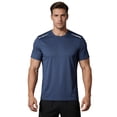 thumbnail image 4 of Ulitacool Men T Shirt Solid Color Performance Short Sleeve Crewneck Tee Soft Wear Navy, 4 of 4