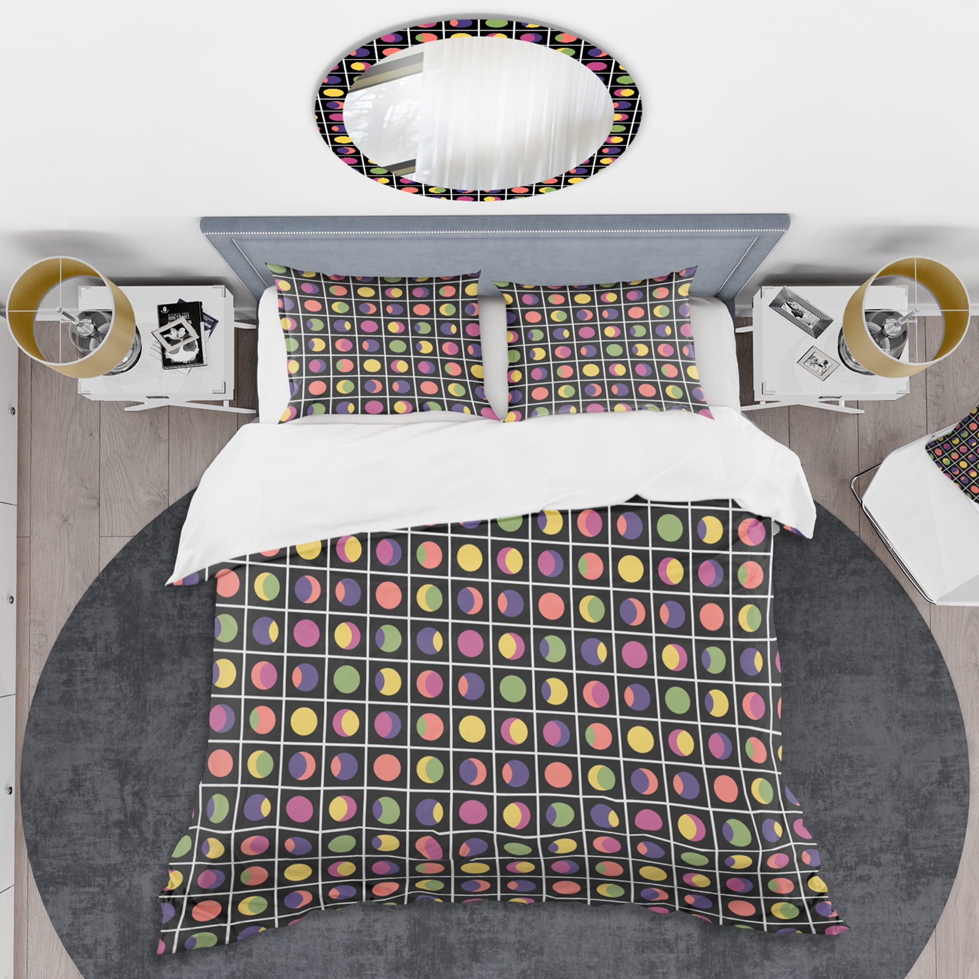 Designart 'Retro Circular Moons' Mid-Century Modern Duvet Cover Set