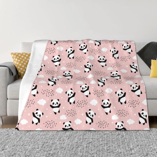 Fotbe Panda Flying in the Sky (2) Manta de Franela con Estampado, Manta Ultrasuave para Cama, Sofá, Auto, Hipoalergénica y Antibolitas-40"x30"
