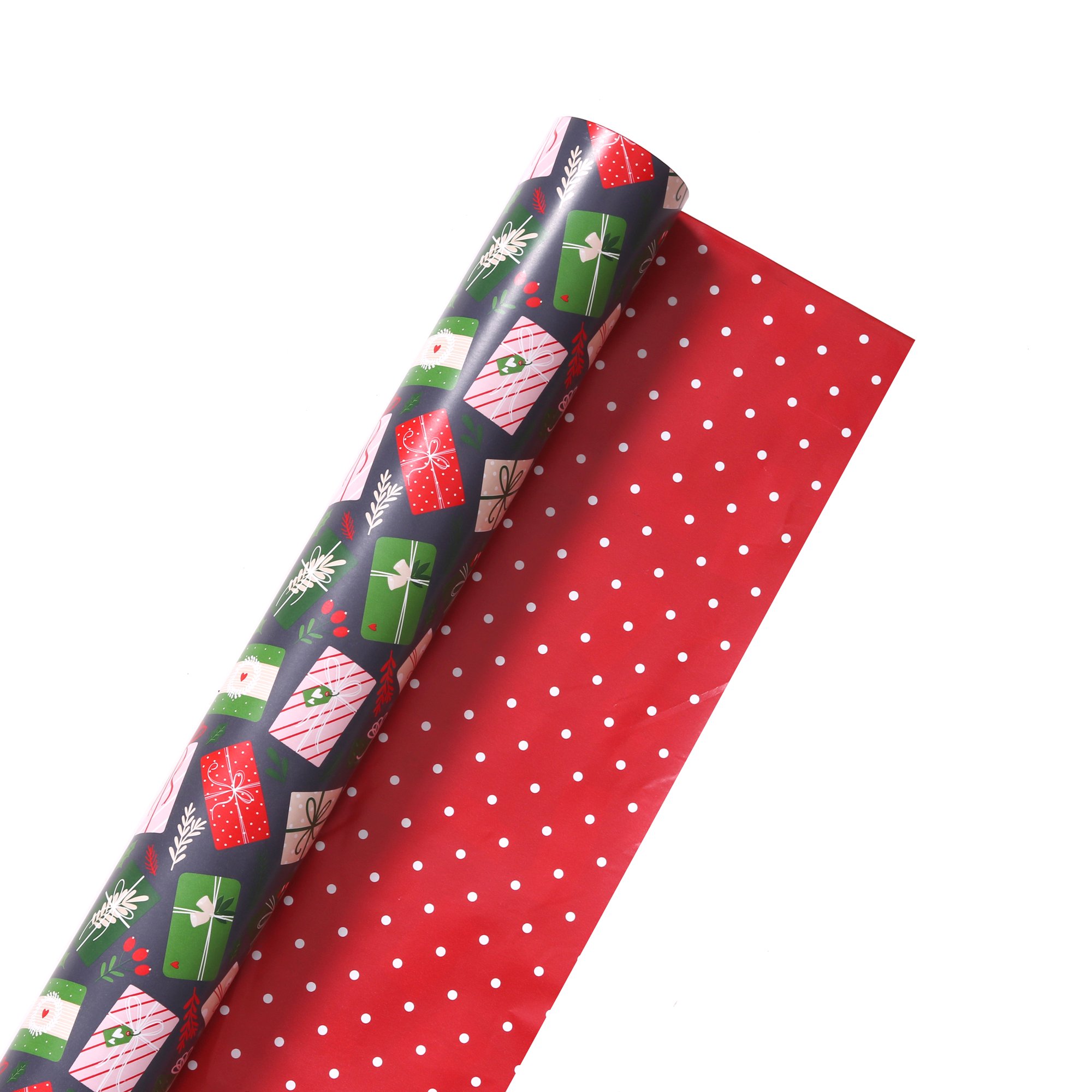 43 Rouleaux De Papier Cadeau Kraft Recyclable - Motifs Flocons De Neige Et Pois - Pour Noël Et Anniversaires