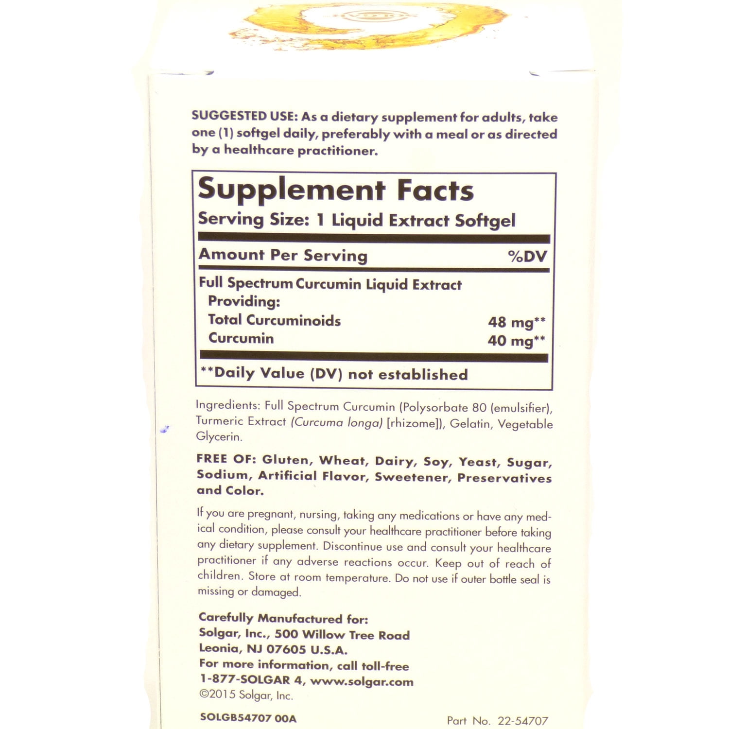 Solgar Full Spectrum Curcumin Liquid Extract Softgels 60 ct