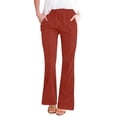 thumbnail image 7 of GUACER No Boundarie Women's Cotton Linen Pants High Waisted Wide Leg Trousers with Drawstring Front Seam Palazzo Pants, 7 of 7