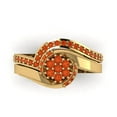 thumbnail image 2 of 0.45 ct Brilliant Round Cut Red Zircon 14K Yellow Gold Solitaire with Accents Engagement Bridal Wedding Ring Band Set size 10.25, 2 of 7