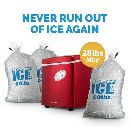 NewAir - 12" 28-lb Portable Ice Maker - 3 Ice Sizes - Red