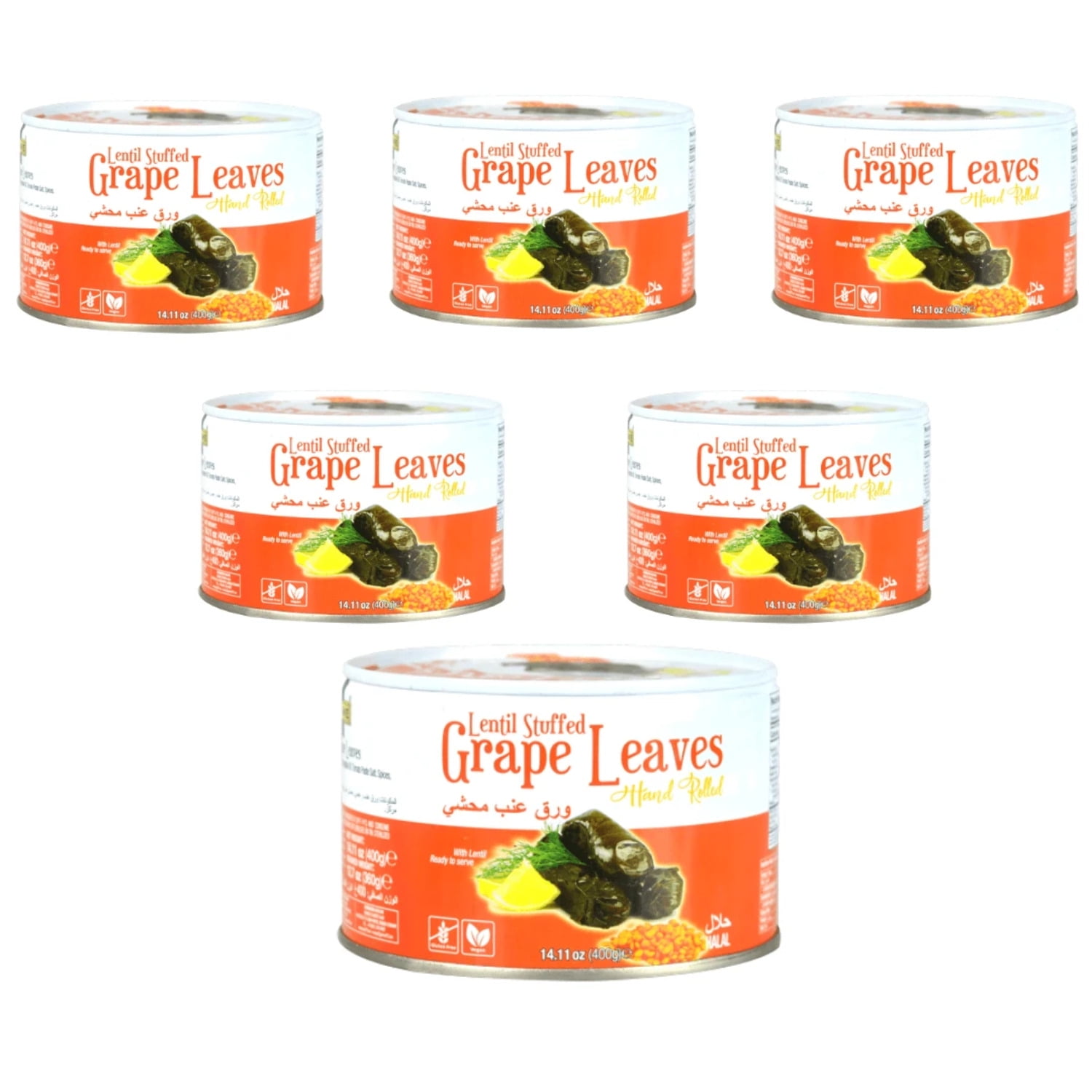 Gourmet212 Lentil Stuffed Grape Leaves 14.11oz (6 Pack), Fresh, Canned