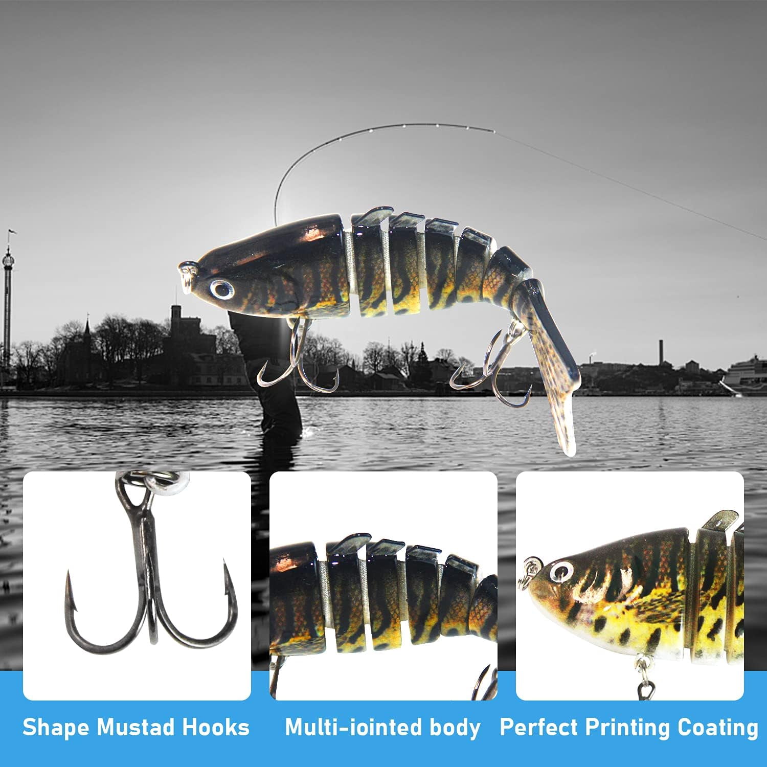 Leurres Articulés Tunejoy – Appâts Réalistes 10 Cm, 15g, Avec Hameçons Mustad – Pour Brochet, Perche, Truite