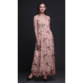 thumbnail image 4 of Bimba Robe à Bretelles Spaghetti Smockée Fluide Imprimée Feuilles Sèches & Chardonneret Américain pour Femmes-TTTG Rose, 4 of 7