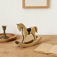 thumbnail image 2 of Handmade Vintage Old Collectible Statue Wooden Rocking Horse Figurines Decorative Ornaments Craft Sculpture for Office & Home Room Desktop Christmas Birthday New Year Gift, 2 of 6