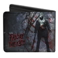 thumbnail image 2 of Warner Bros. Horror Movies Wallet, Bifold, Friday the 13th Logo Jason Machete Blood Splatter Reds Black, Vegan Leather, 2 of 5