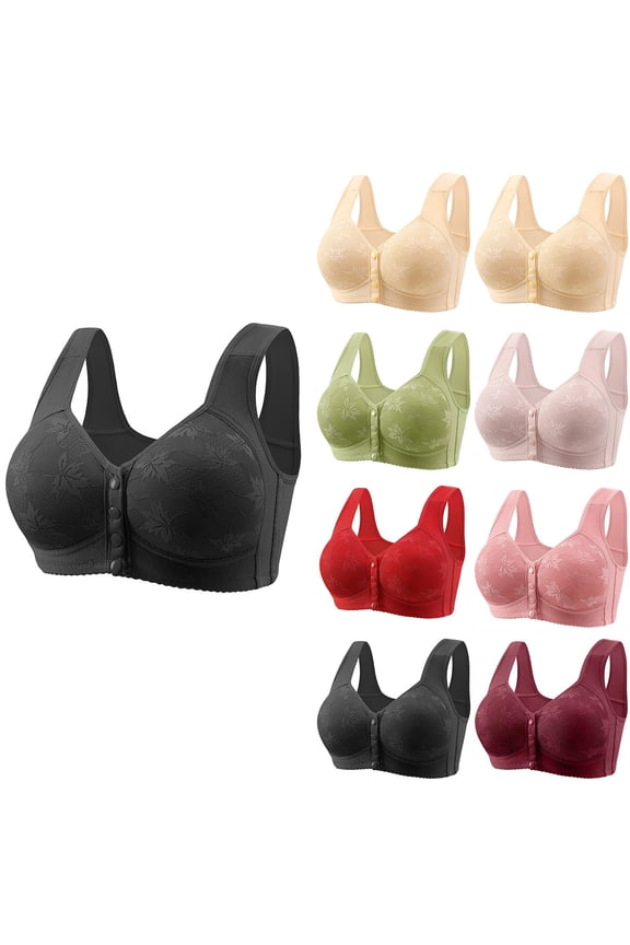 2026 Daisy Bras for Women, Front Closure Bras Plus Size Push up Comfortable No Underwire Seniors Full Coverage Cotton Bra Complexion 50