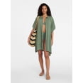 thumbnail image 3 of Time and Tru Women's Button Down Coverup, Sizes S/M, Green, 3 of 6