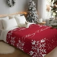 thumbnail image 2 of Throw Blanket Fleece Throw Blanket 40x50in, Merry Christmas White Snowflakes on Red Soft Lightweight Bed Blankets Xmas Celebration Fuzzy Couch Blankets for All Season, 2 of 9