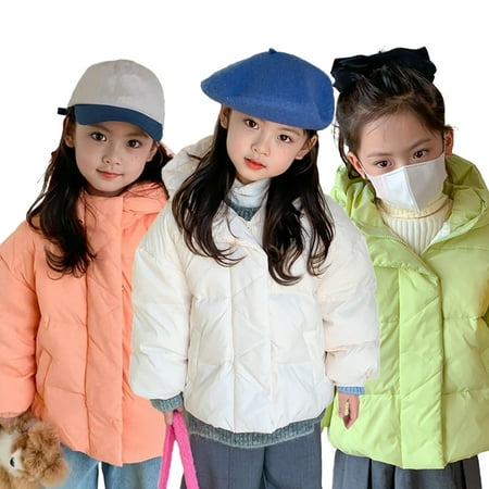 

AJZIOJIRO Toddler Kids Hooded down Jackets Outwears Winter Solid Short Puffer down Coats 2-8Y Warm Thicken Jackets for Girls Boys