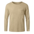 thumbnail image 2 of AKOEE Linen T-Shirts for Men Soft Cotton Casual Long Sleeve Tops Crewneck Fall Spring Winter Basic Tees (L, Khaki), 2 of 8