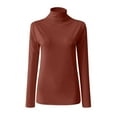thumbnail image 6 of Womens T-Shirts Casual Solid Long Sleeve Turtleneck Blouse Tops Slim Fit Stretchy Layer Tee Shirts Fashion Breathable T-Shirt, 6 of 7
