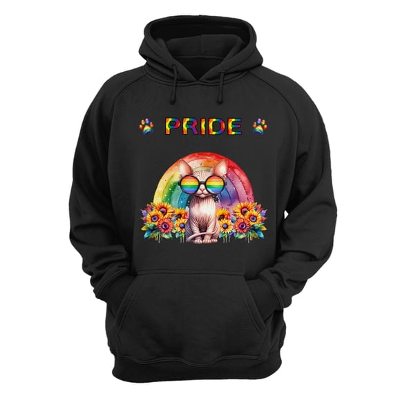 Sphynx Celebrates Rainbow Pride Month LGBT LGBTQ Hoodie Unisex Merch Hoodies Cat Lover Kitten Owner Gifts Idea - 01003