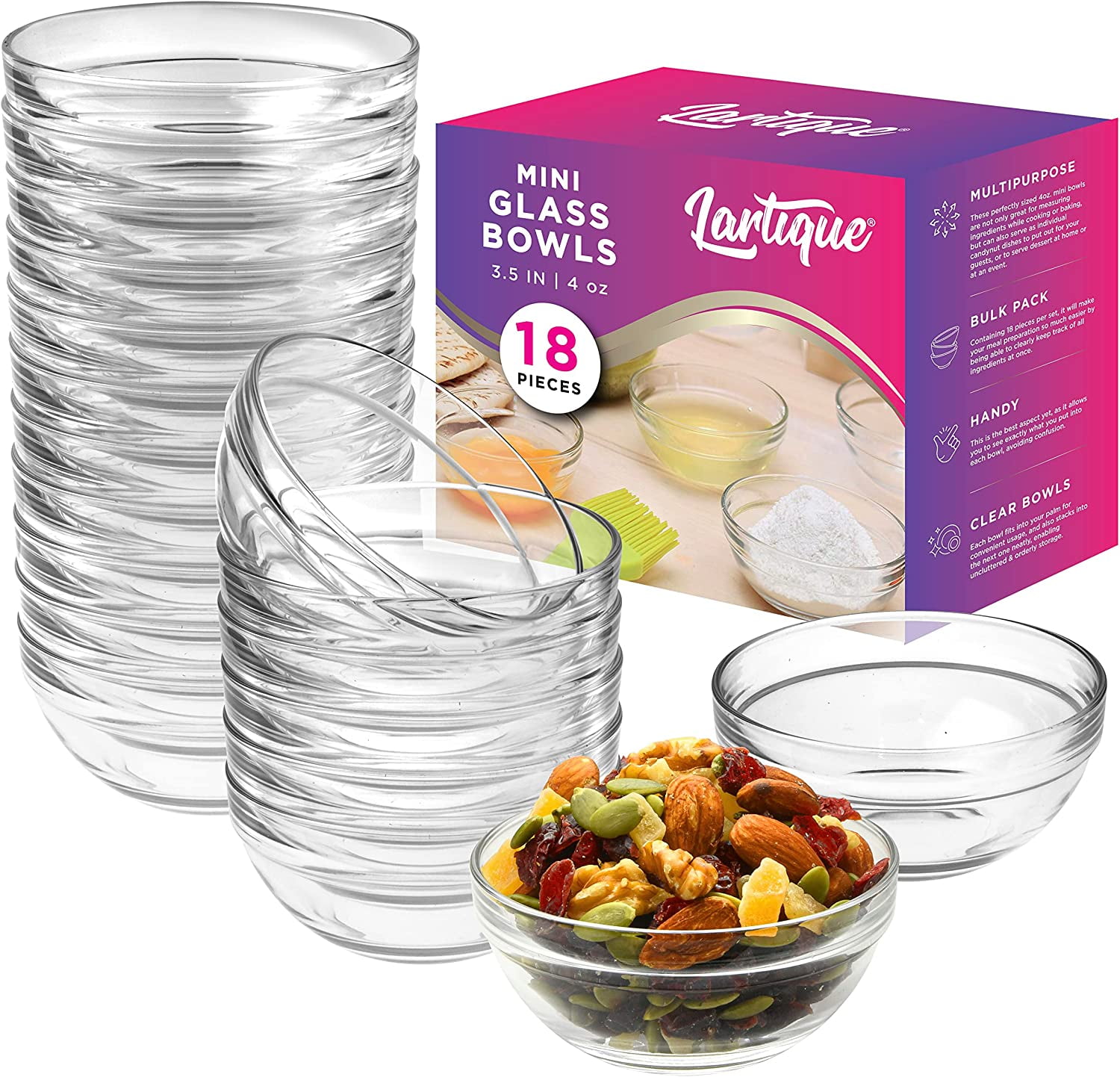 Best Glass Cooking Bowls [2018]: Mini 3.5 Inch Glass Bowls for Kitchen  Prep, Dessert, Dips, and 