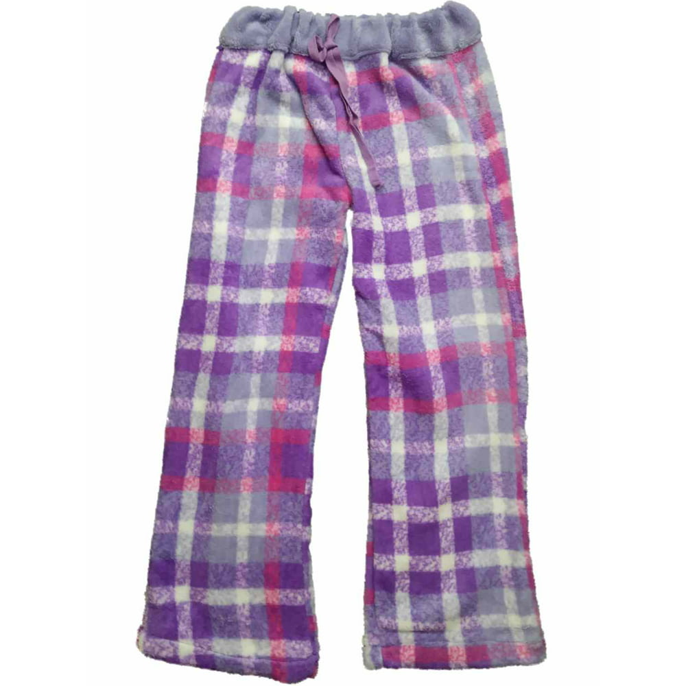 Girl Thing - Girls Purple & Pink Plaid Fleece Sleep Pant Checkered ...