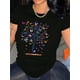 thumbnail image 1 of Colorful Butterfly Tree Print Sports T-shirt, Fashion Short Sleeve Round Neck Casual Top, Women's Activewear, 1 of 6