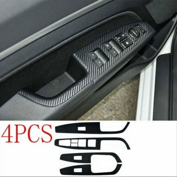 Window Switch Panel Cover Trim Sticker For Hyundai Elantra 2017-20 Carbon Fiber Leather Style