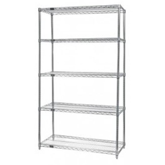 Quantum Storage WR86-2448S-5 Stainless Steel Wire Shelving 5 Shelf Unit - 24 x 48 x 86 in.